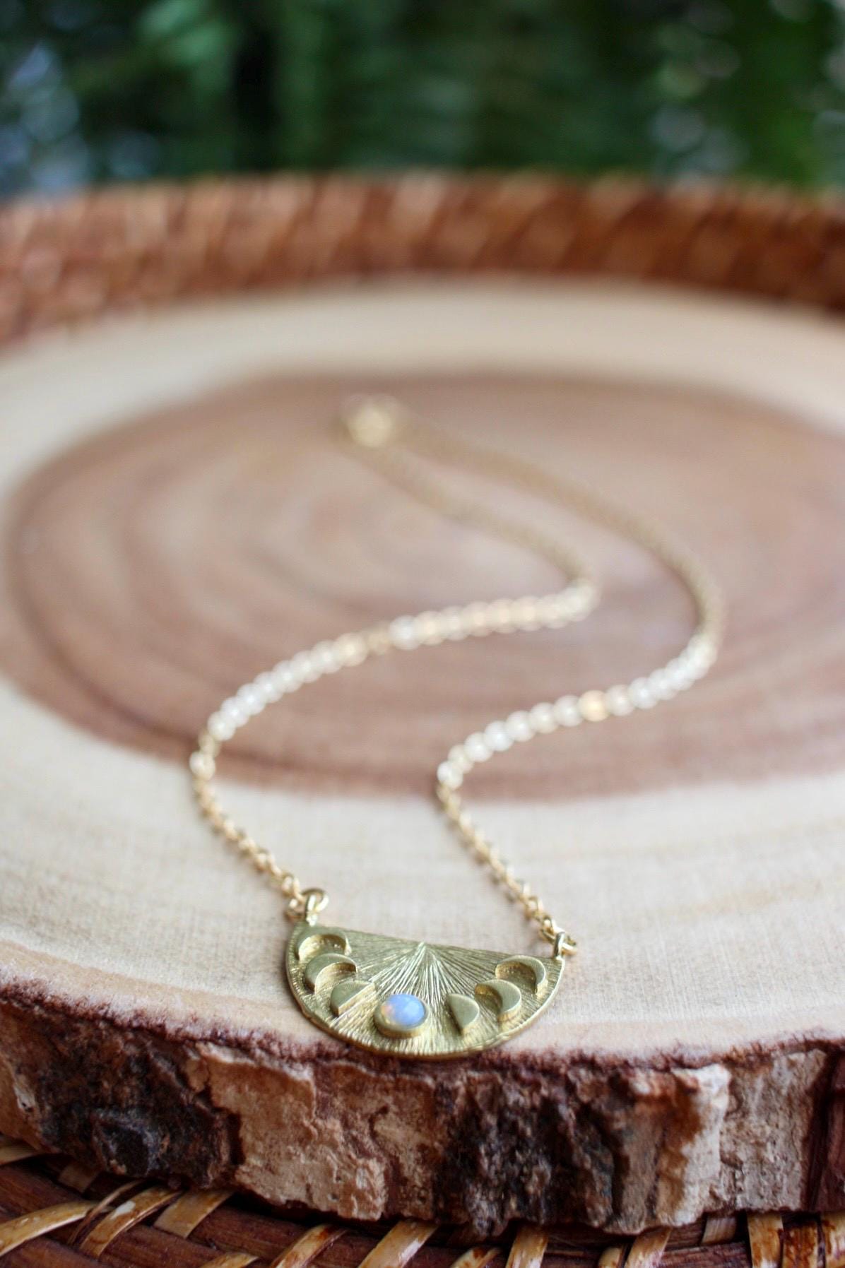 Opal Moon Phase Necklace