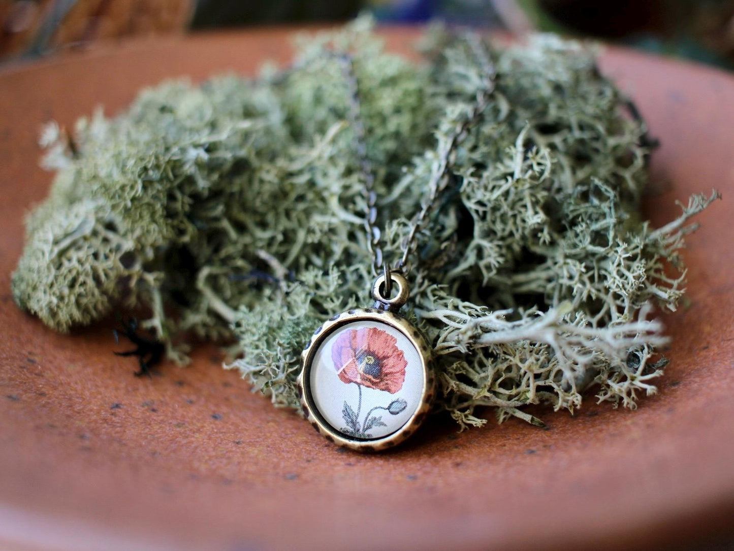 Dainty Poppy Pendant Necklace