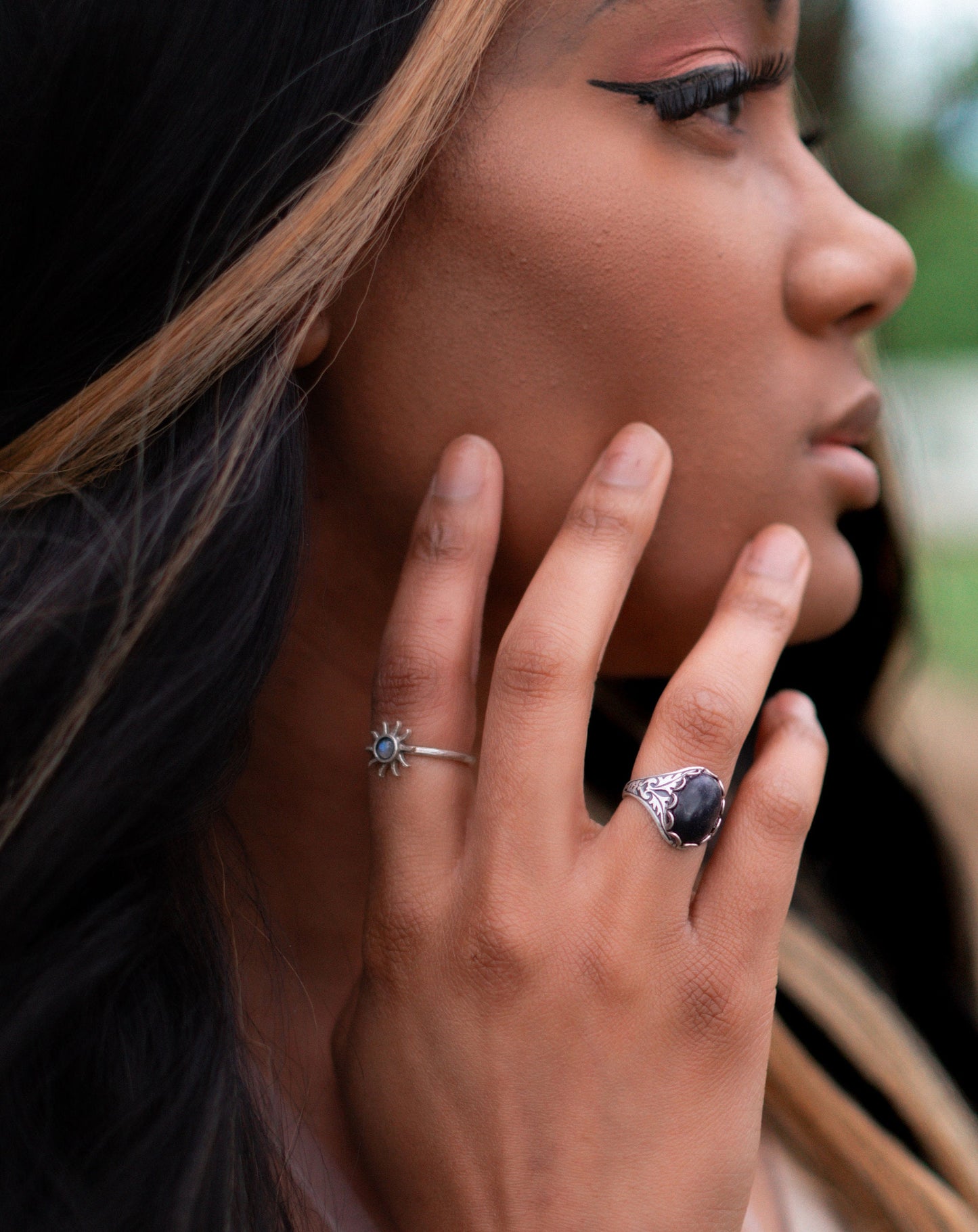 Dainty Sun Moonstone Ring