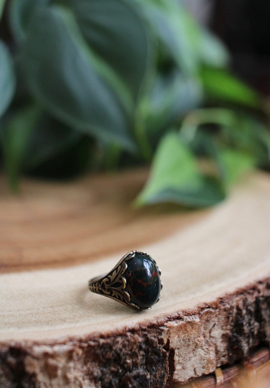 Bloodstone Adjustable Ring