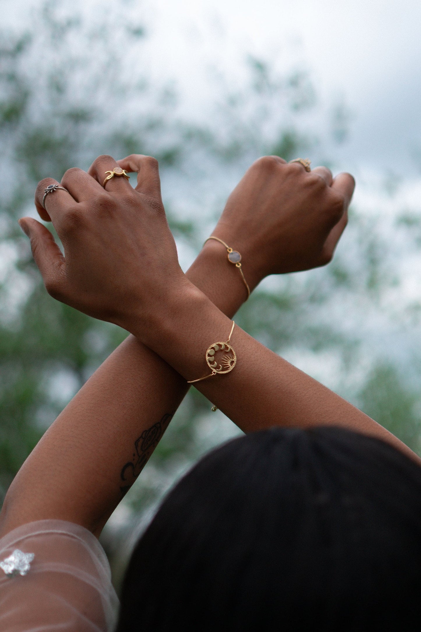 Sun and Moon Phases Gold Bracelet