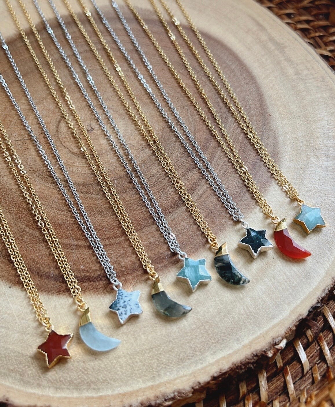 Aquamarine Crystal Moon Necklace
