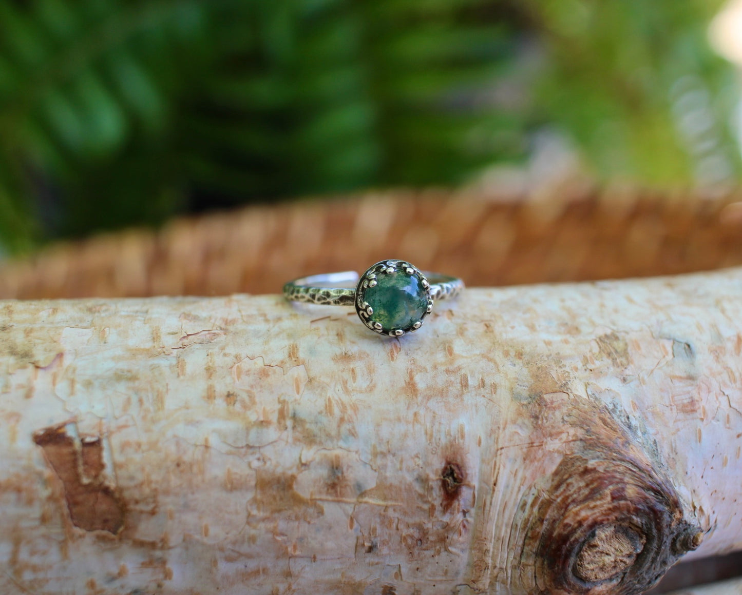 Dainty Moss Agate Ring