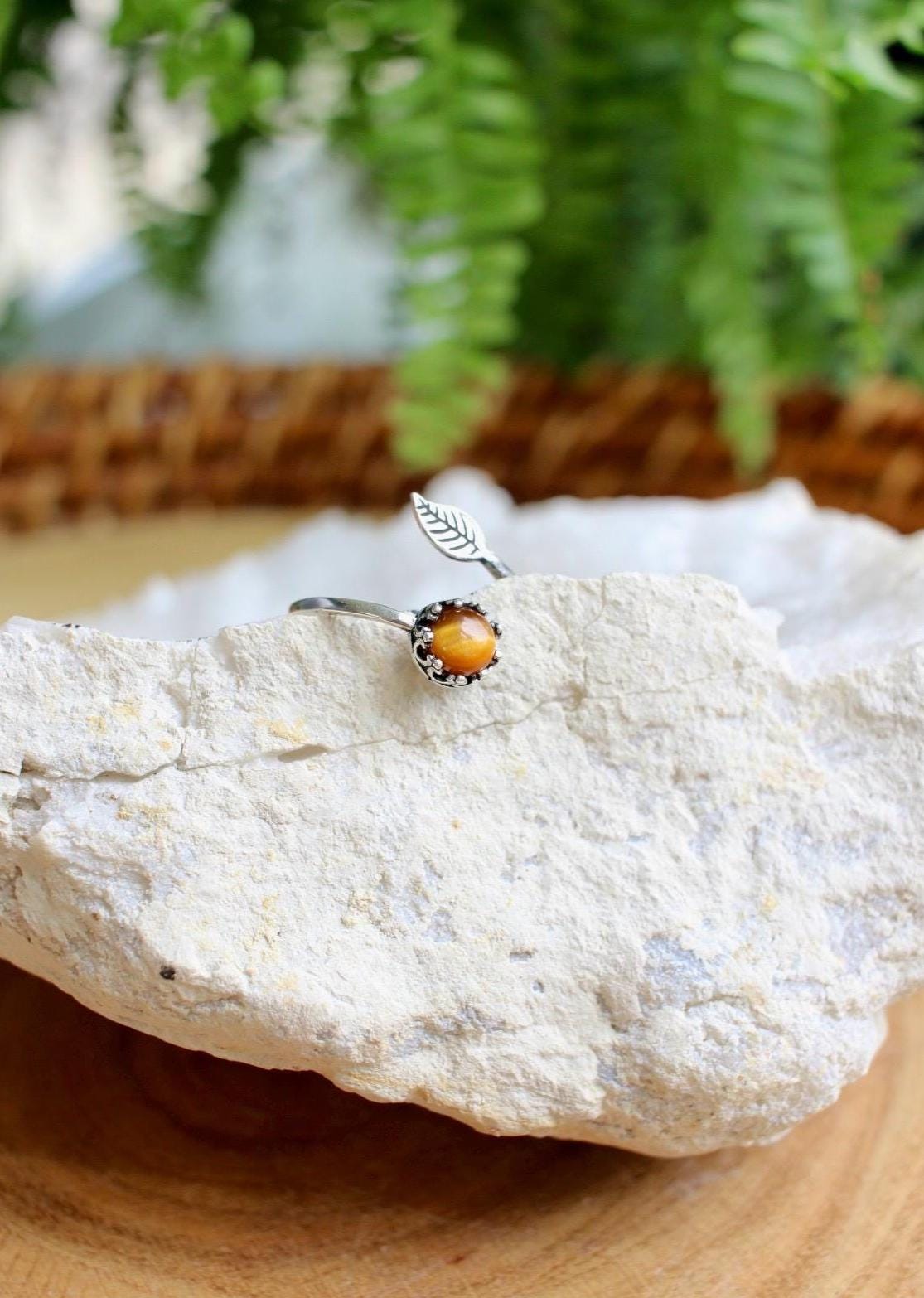 Tigers Eye Leaf Ring