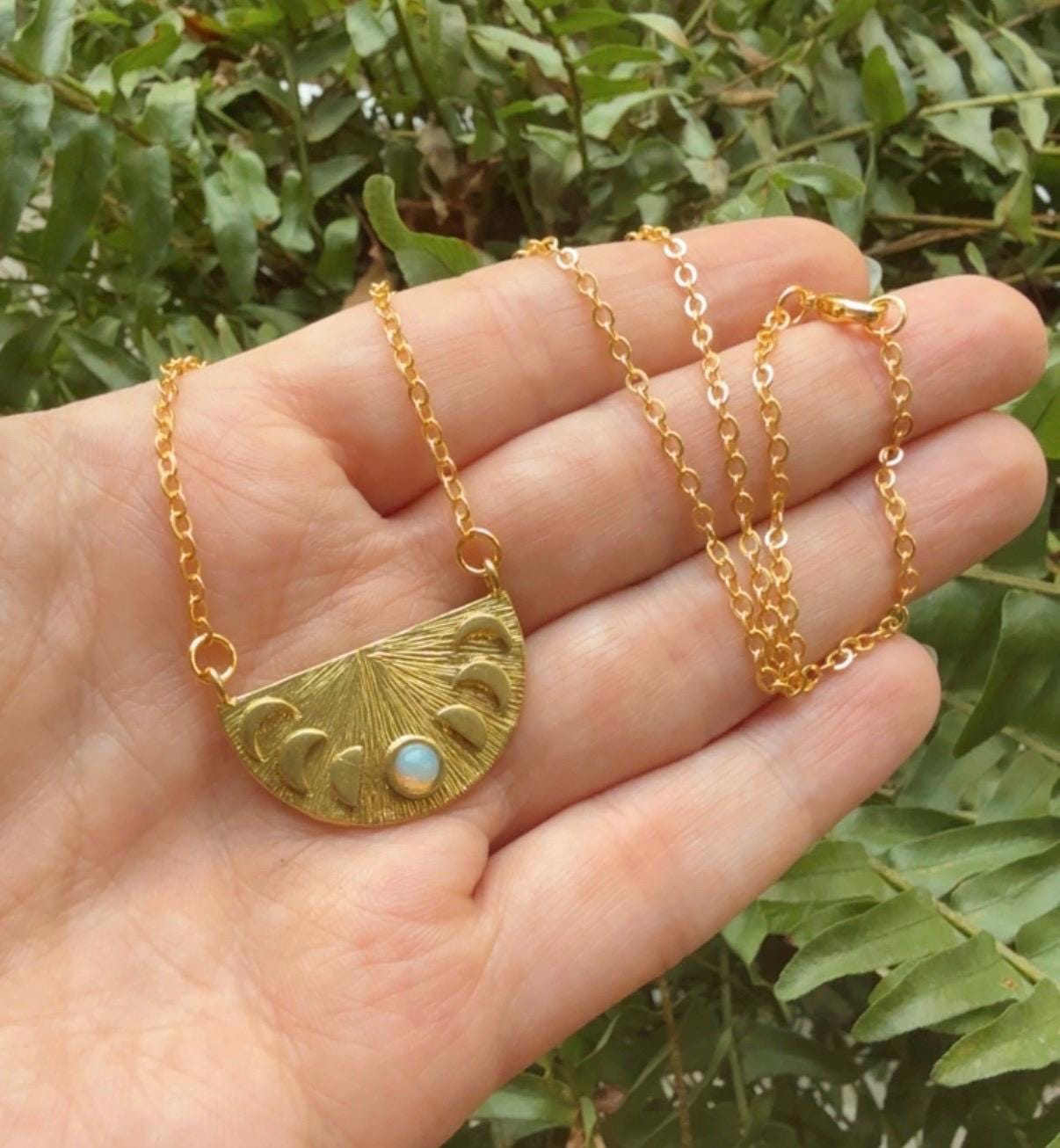 Opal Moon Phase Necklace