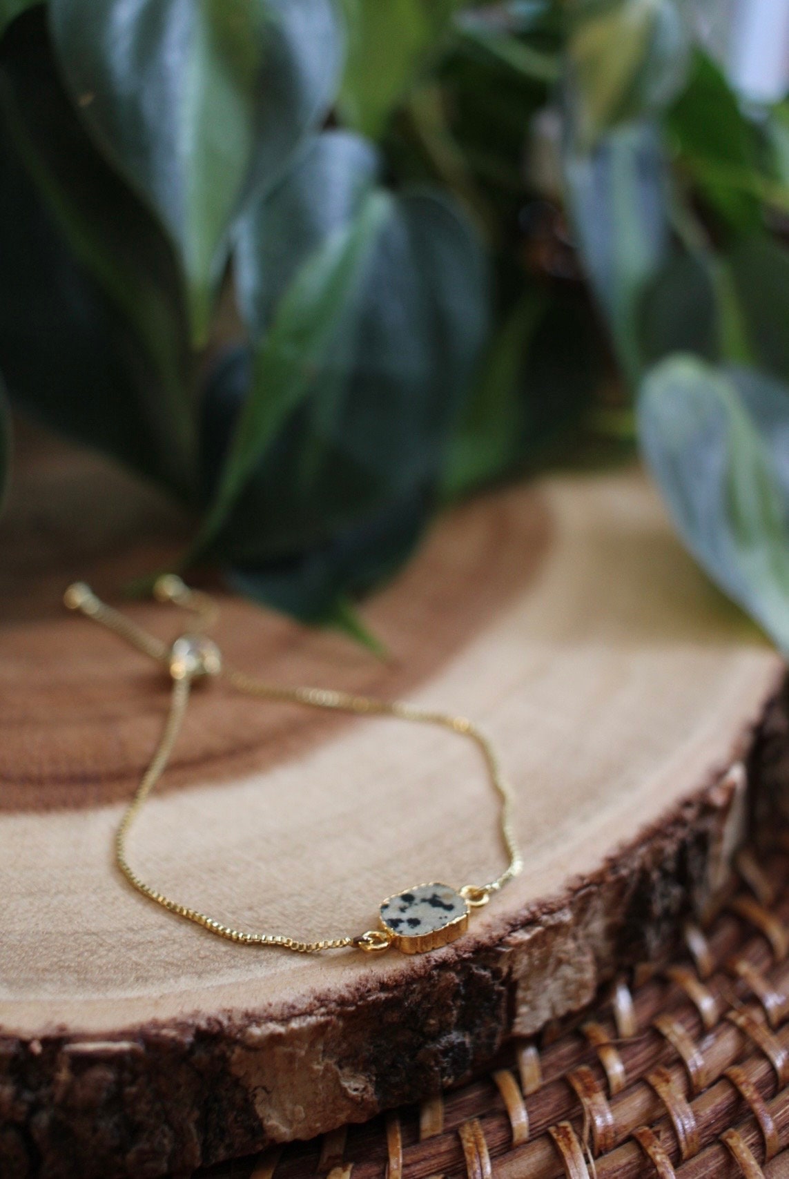 Dalmatian Jasper Gold Bracelet