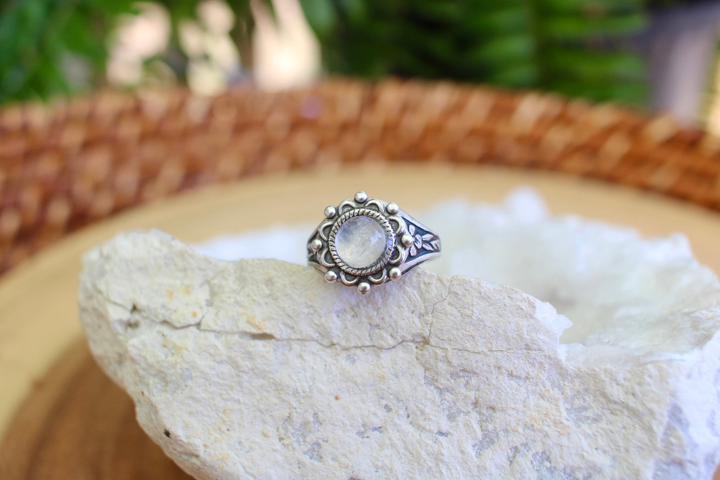 Moonstone Adjustable Gemstone Ring