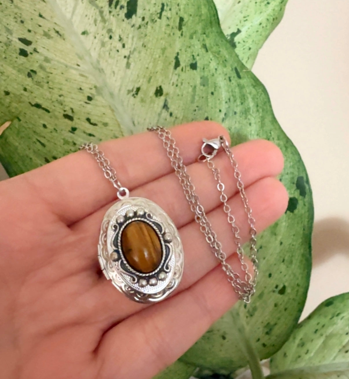Natural Gemstone Locket Necklace