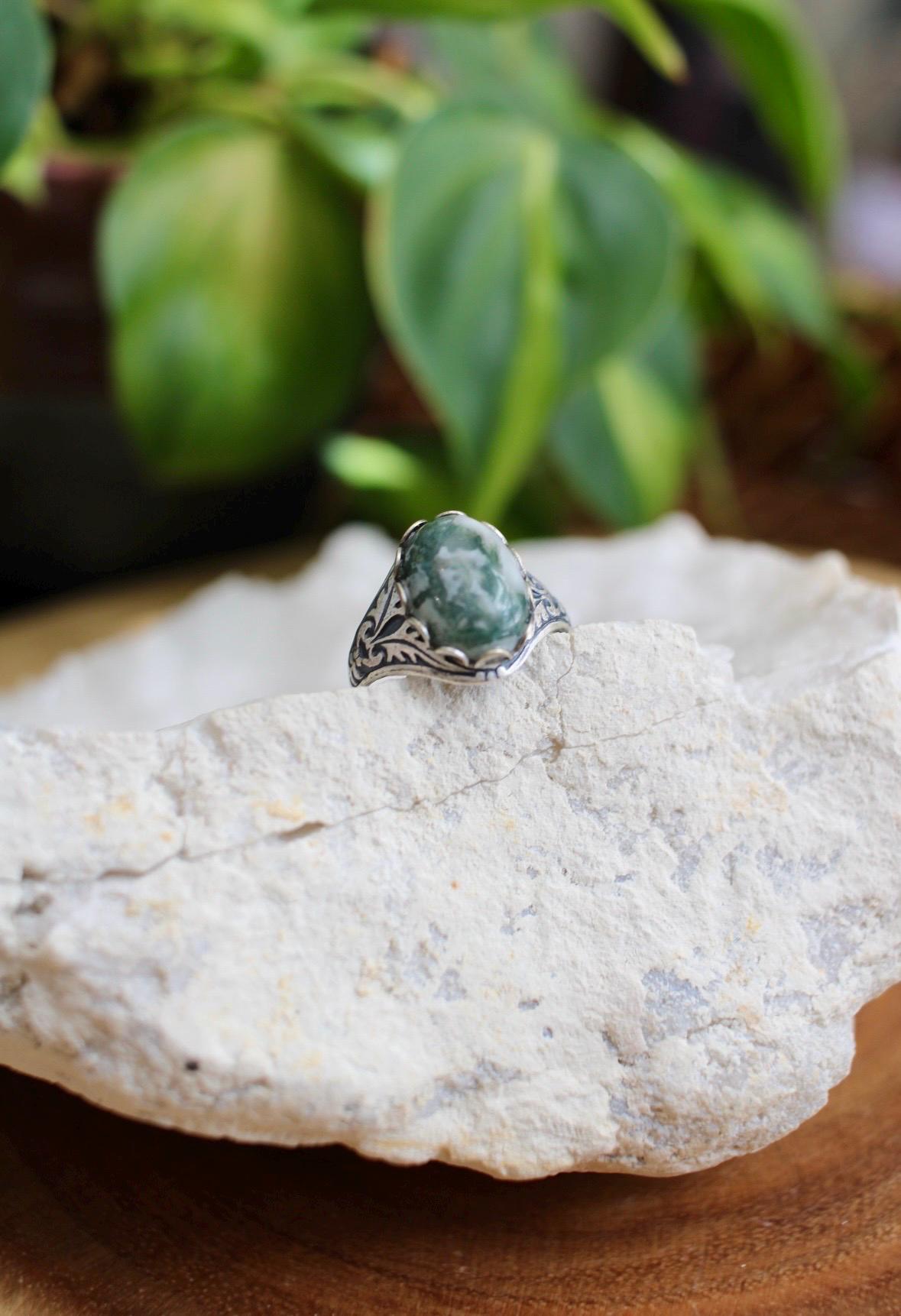 Tree Agate Adjustable Ring