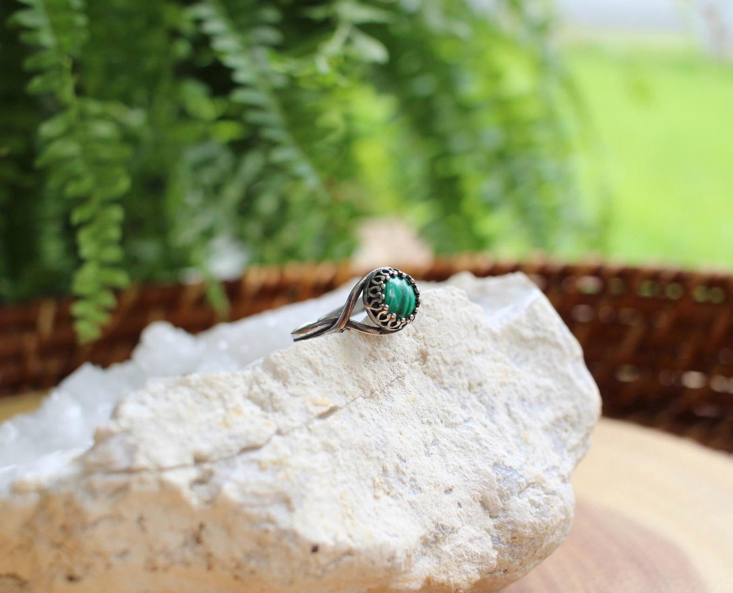 Malachite Adjustable Gemstone Ring