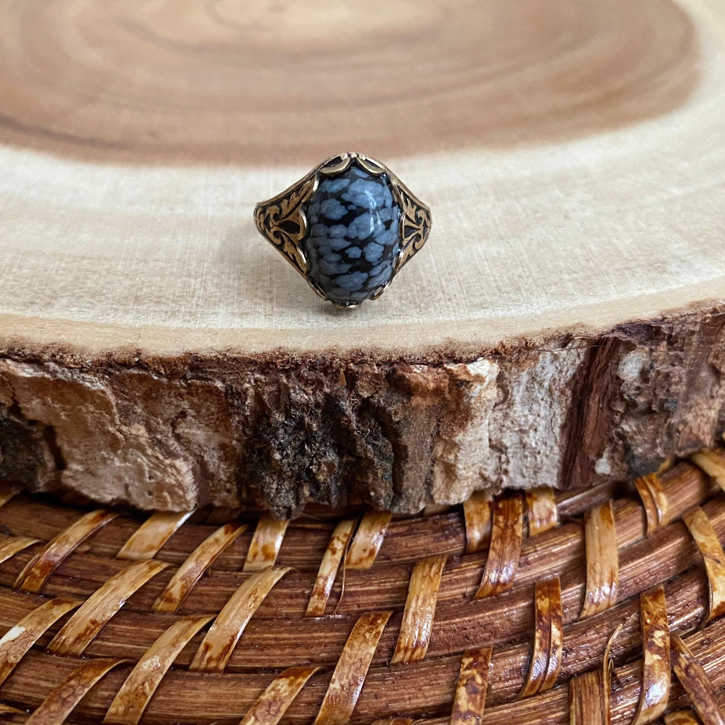 Snowflake Obsidian Ring