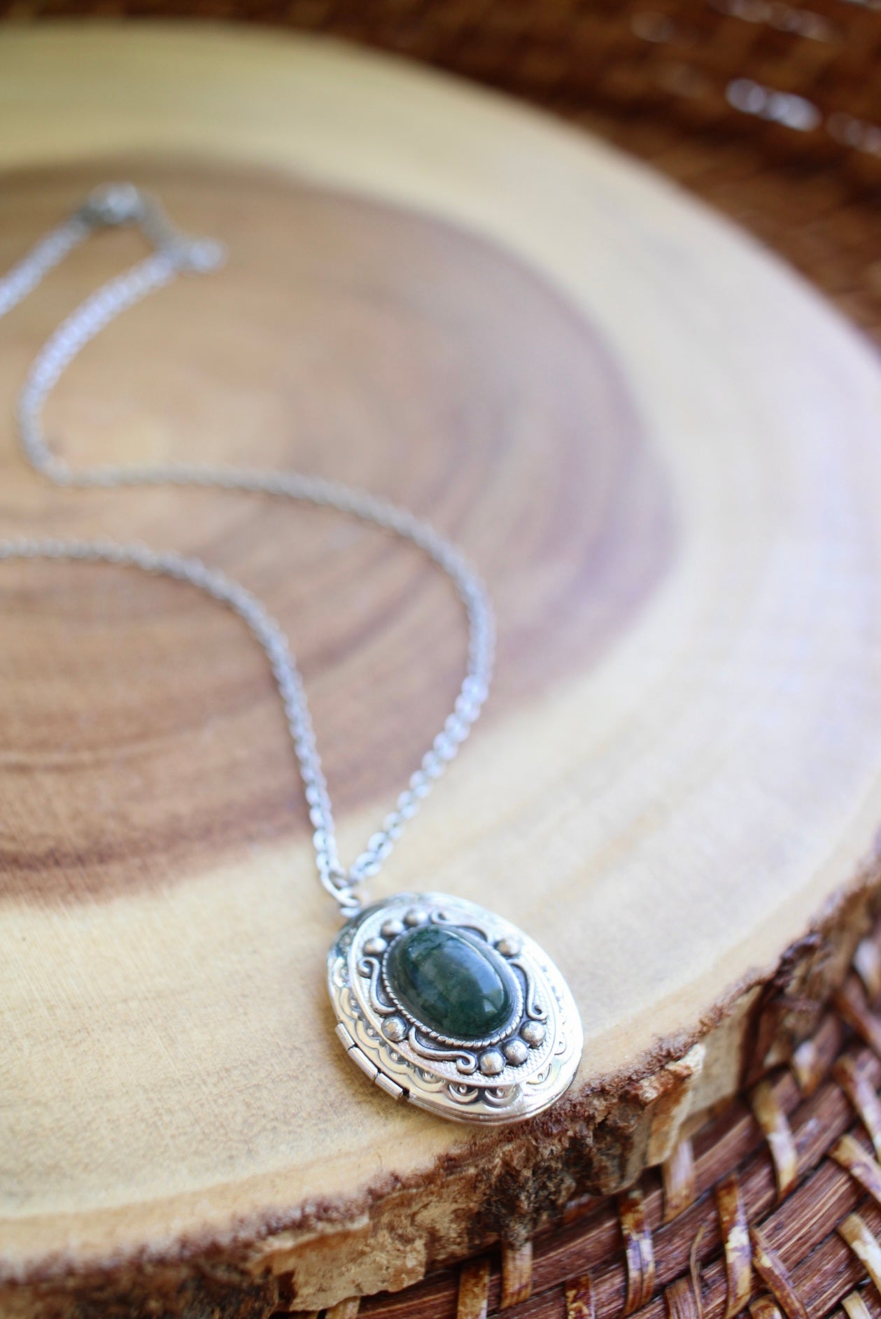 Natural Gemstone Locket Necklace
