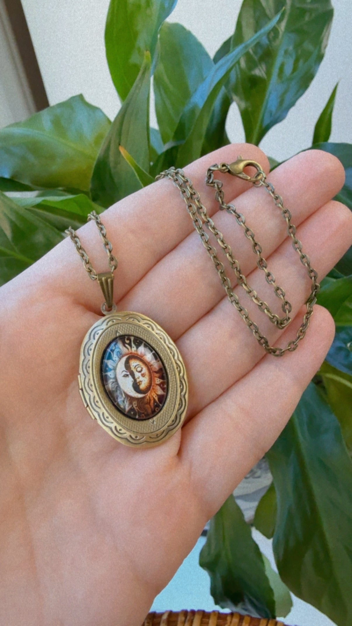 Sun & Moon Face Locket Necklace