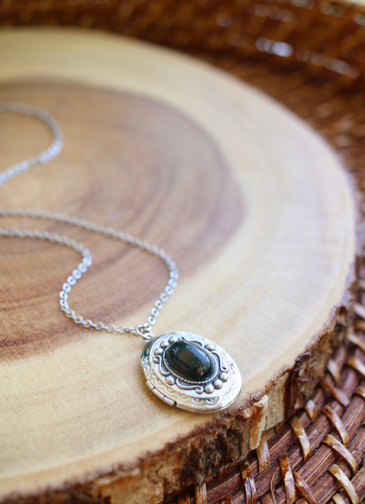 Natural Gemstone Locket Necklace