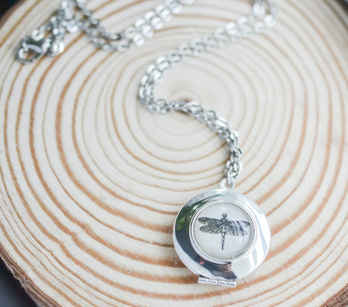 Dragonfly Locket Photo Necklace
