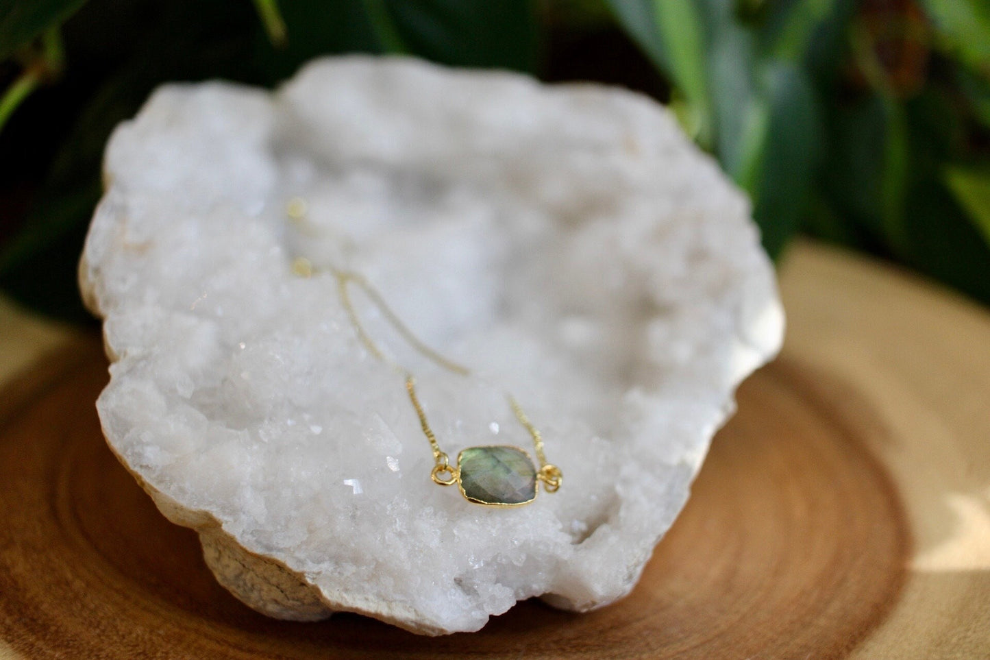 Gold Electroplated Labradorite Bracelet
