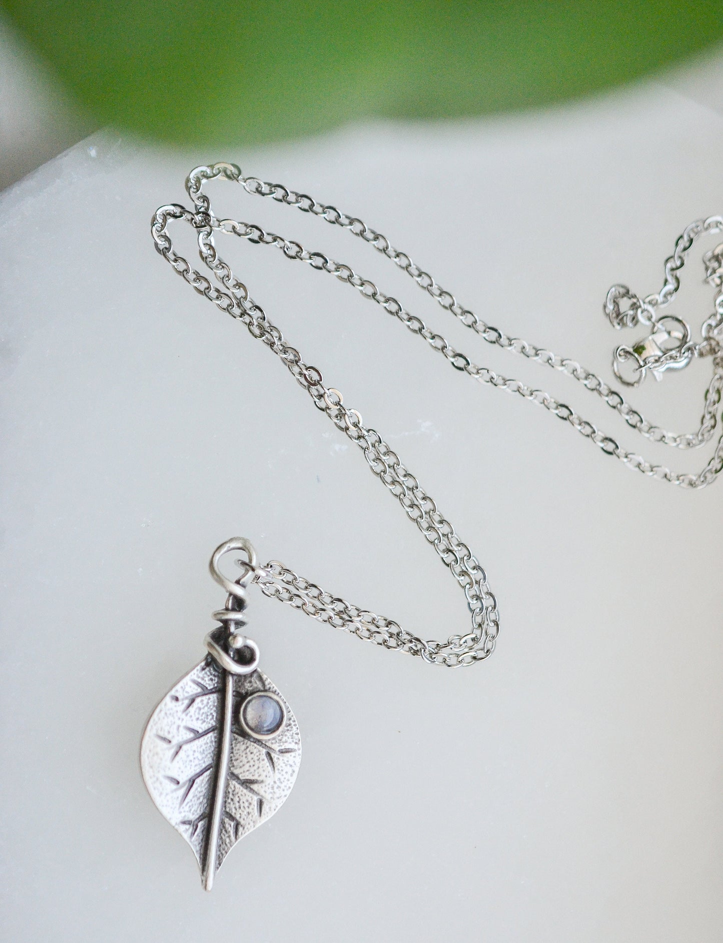 Leaf Moonstone Necklace