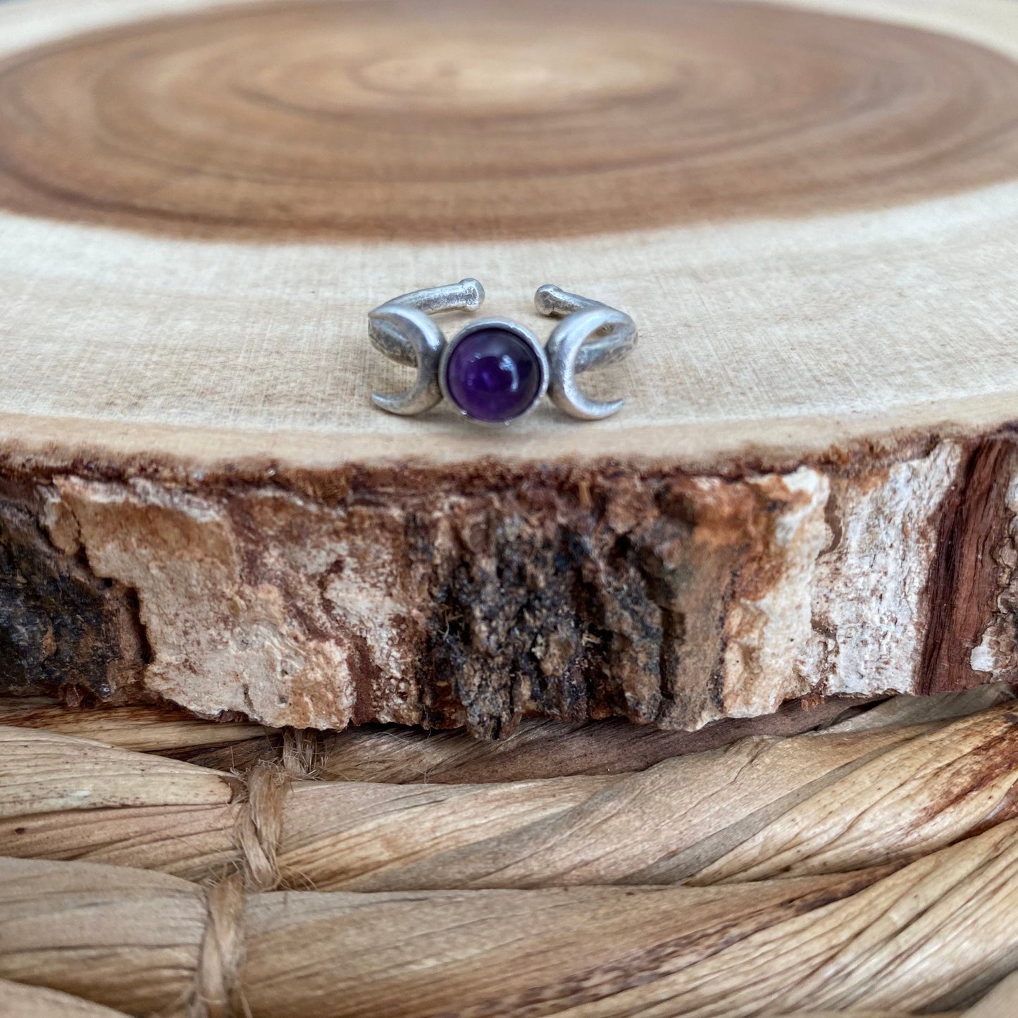 Amethyst Triple Moon Ring