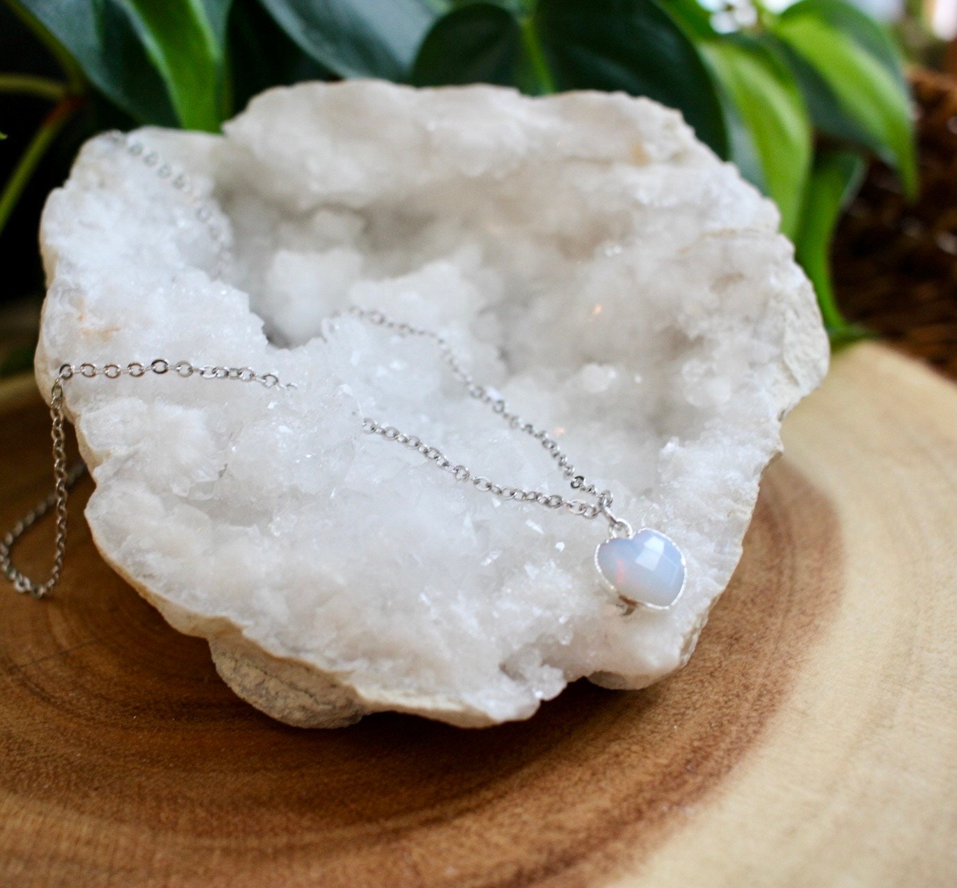 Opalite Heart Crystal Necklace