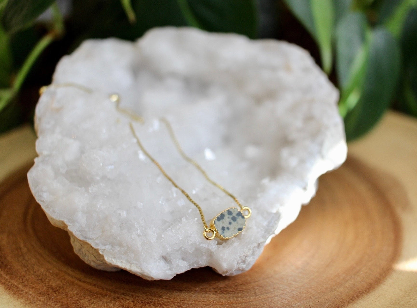 Dalmatian Jasper Gold Bracelet