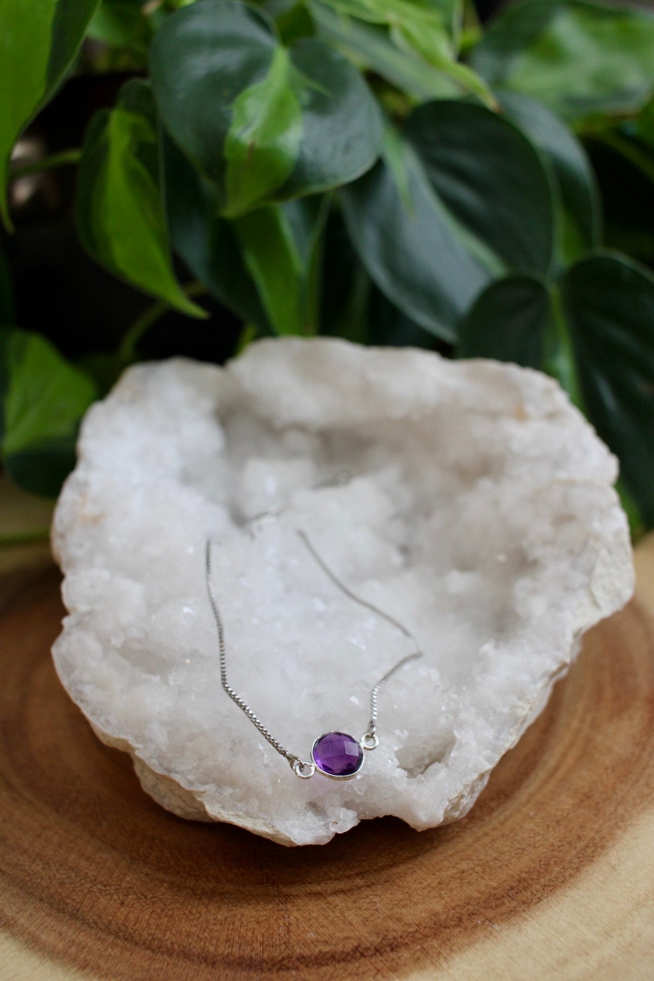 Dainty Amethyst Silver Bracelet
