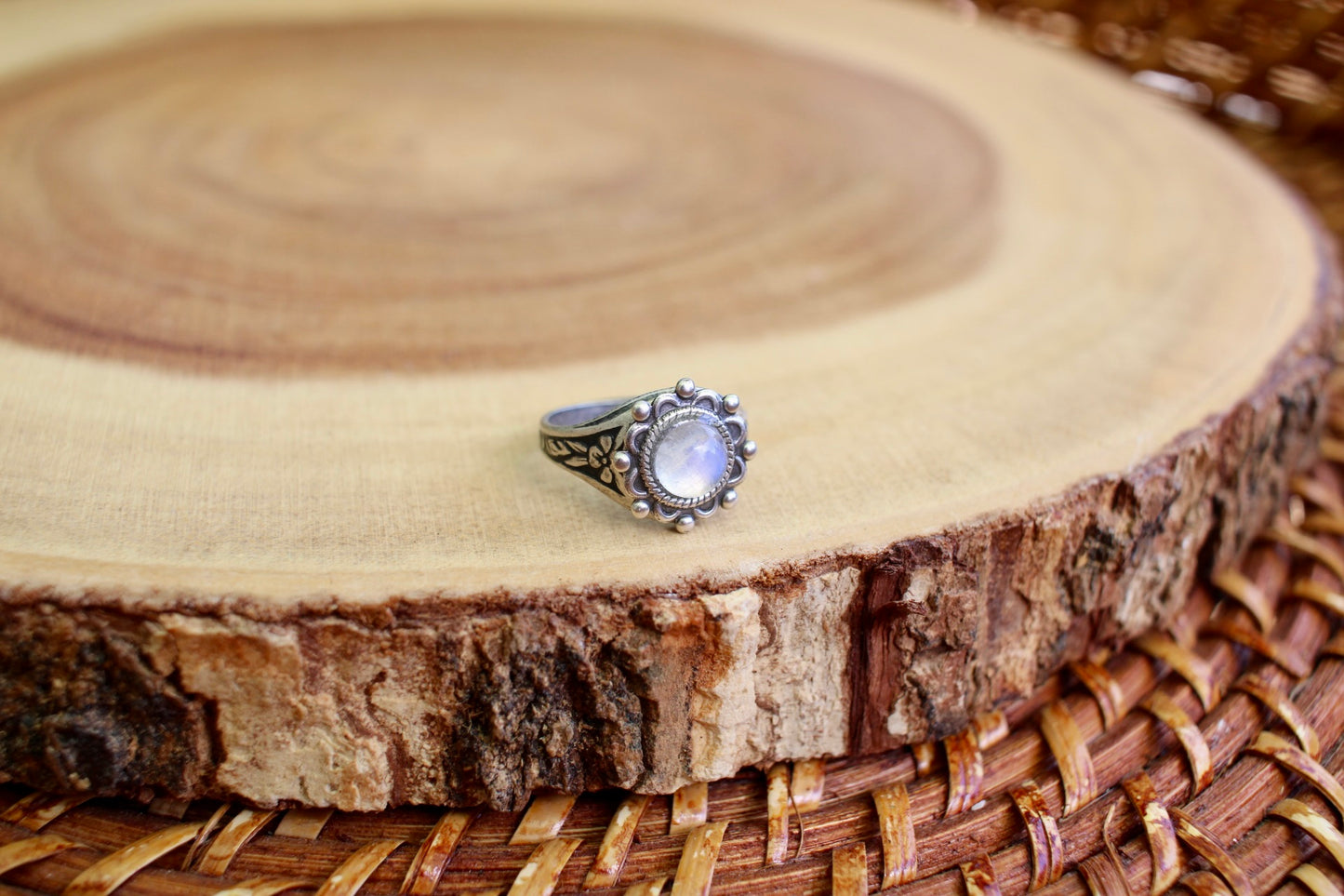 Moonstone Adjustable Gemstone Ring