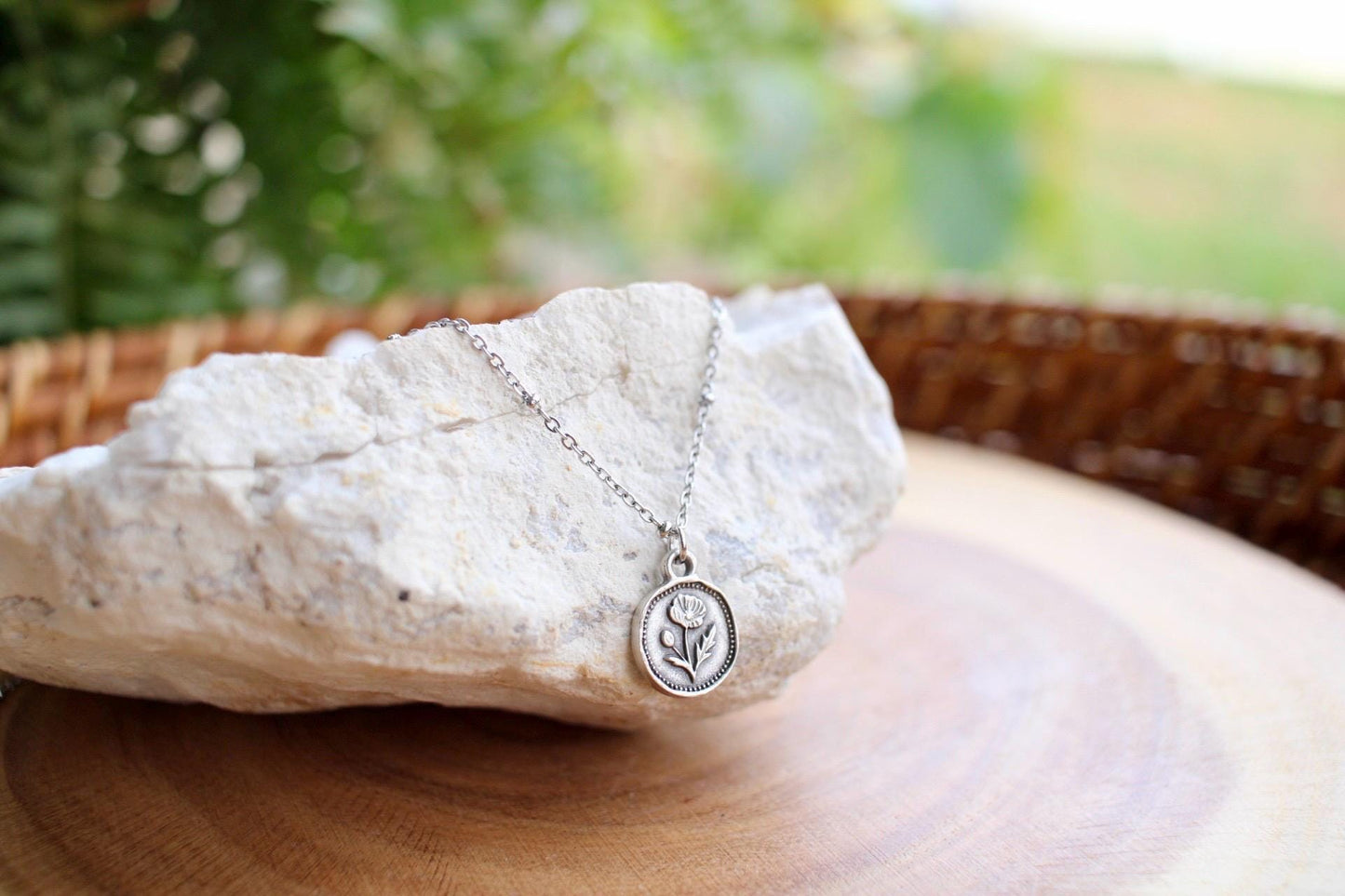 Dainty Poppy Flower Charm Necklace