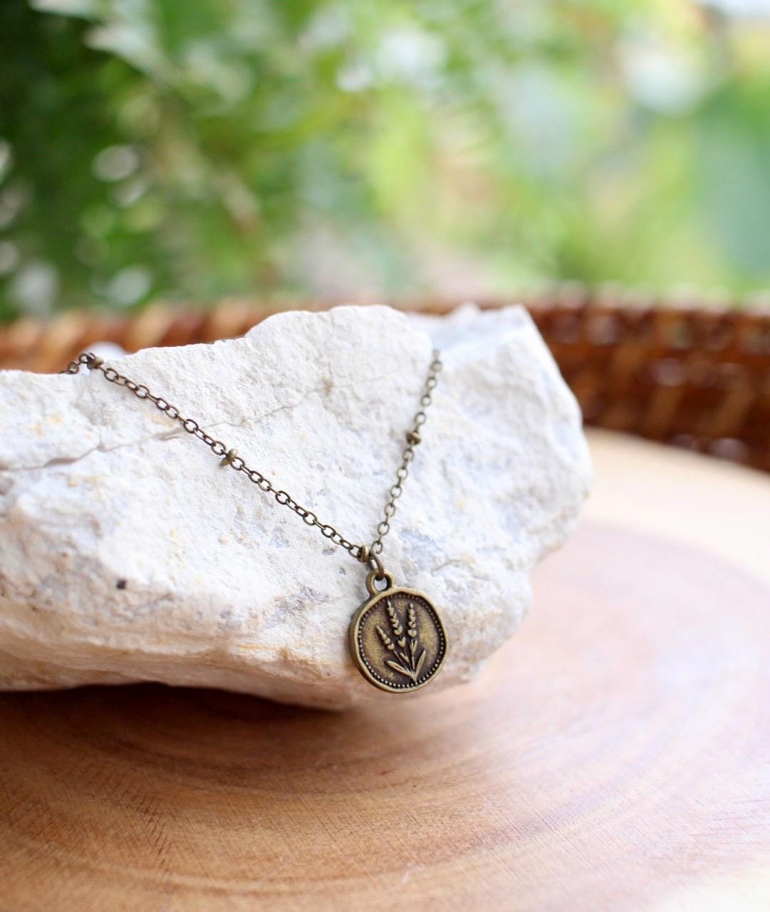 Dainty Bronze Lavender Flower Necklace