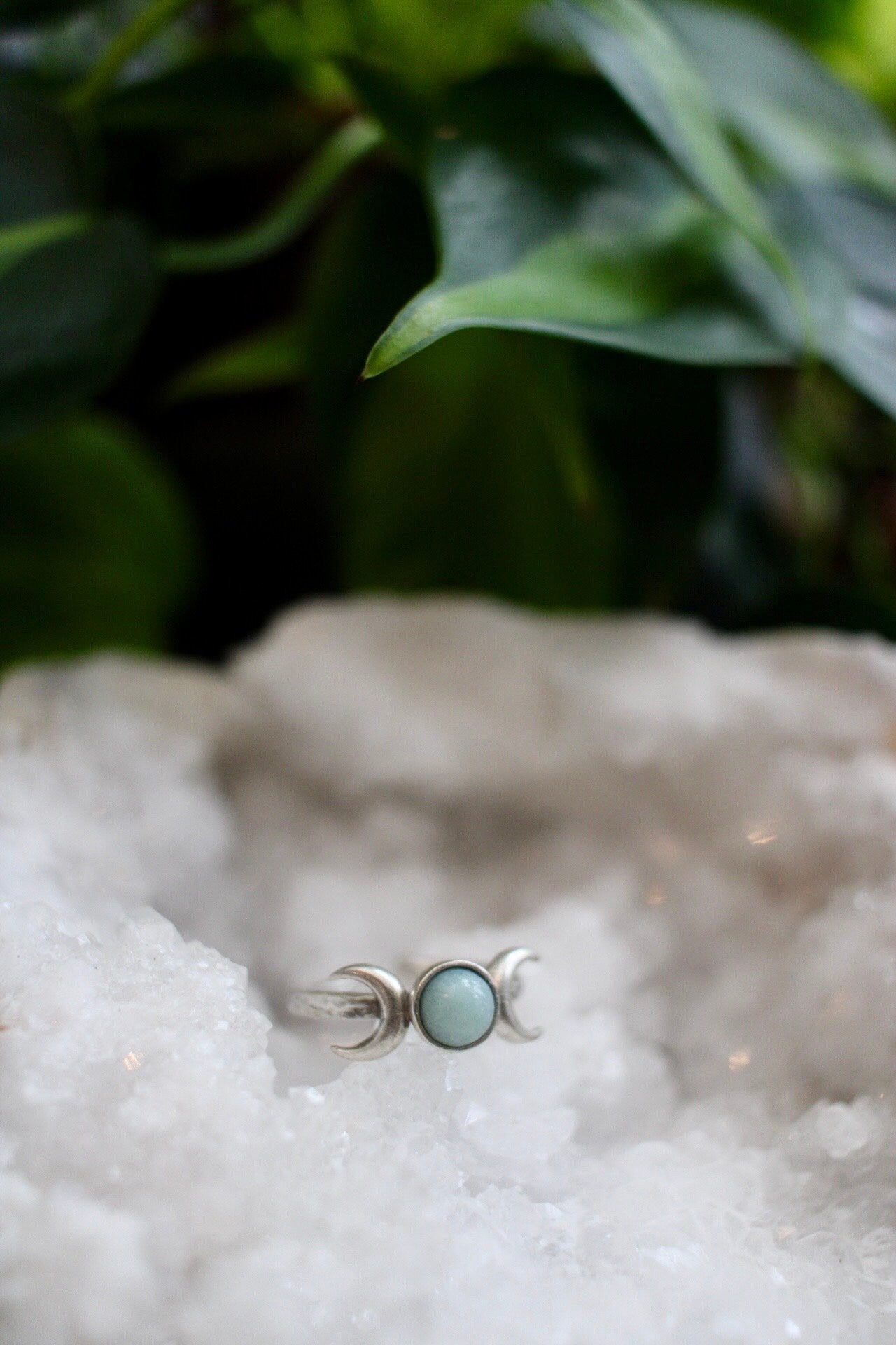 Amazonite Triple Moon Ring