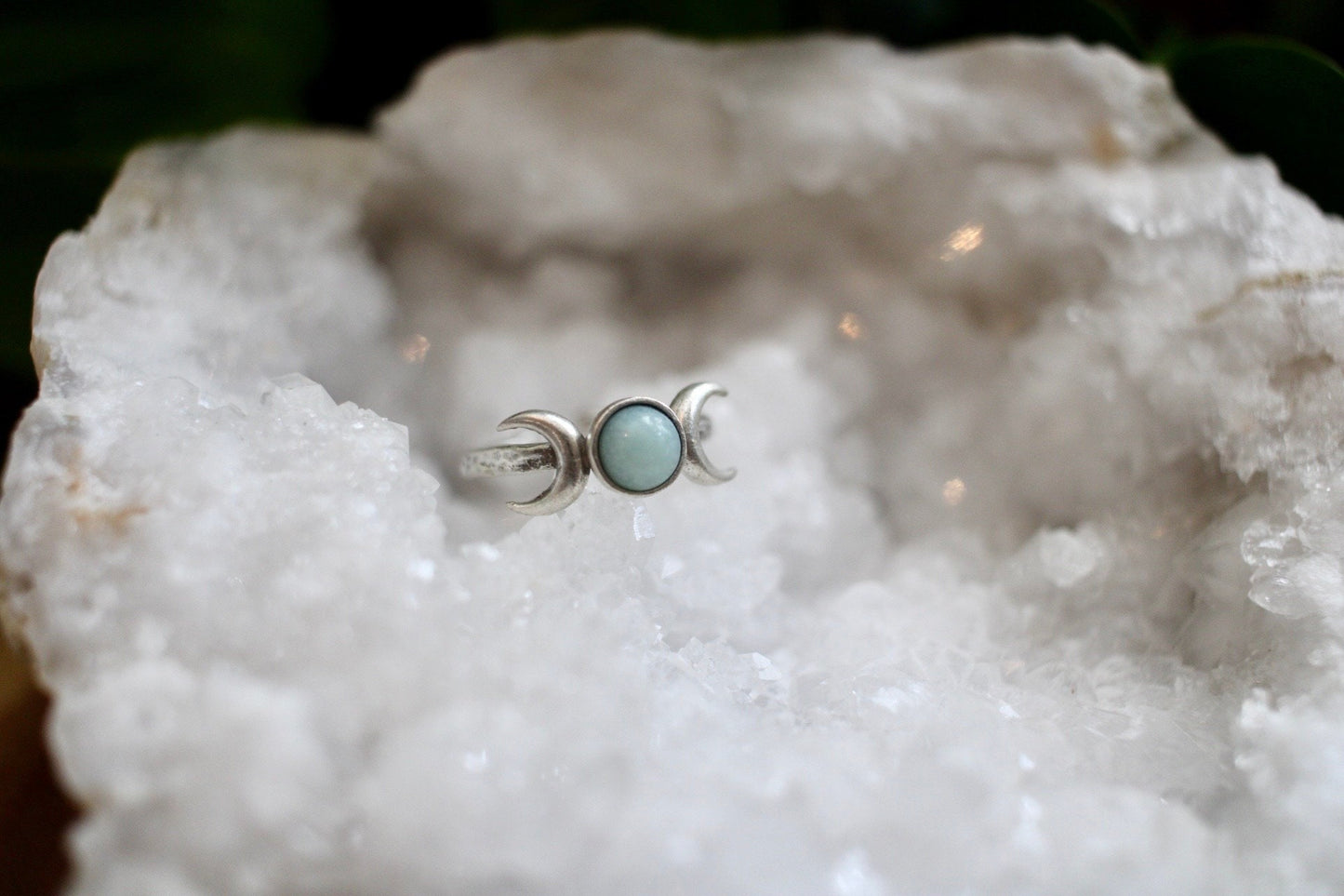Amazonite Triple Moon Ring
