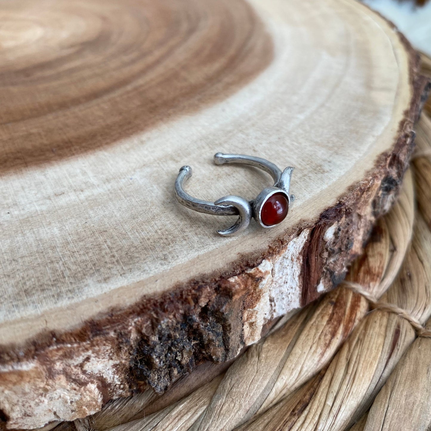 Carnelian Triple Moon Ring