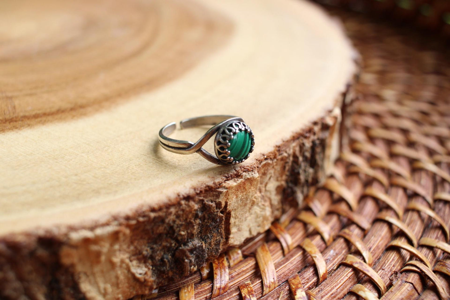 Malachite Adjustable Gemstone Ring