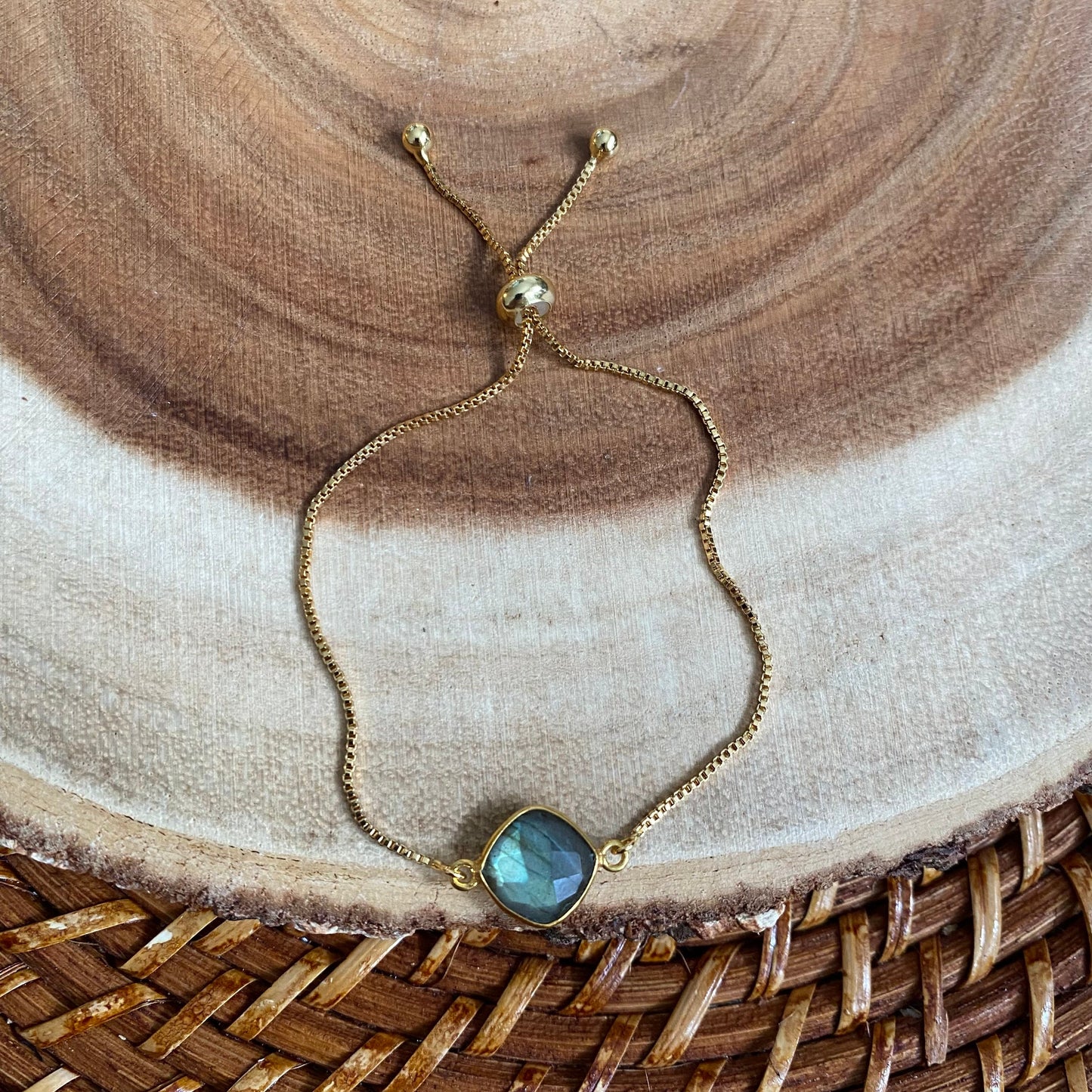 Gold Labradorite Adjustable Bracelet