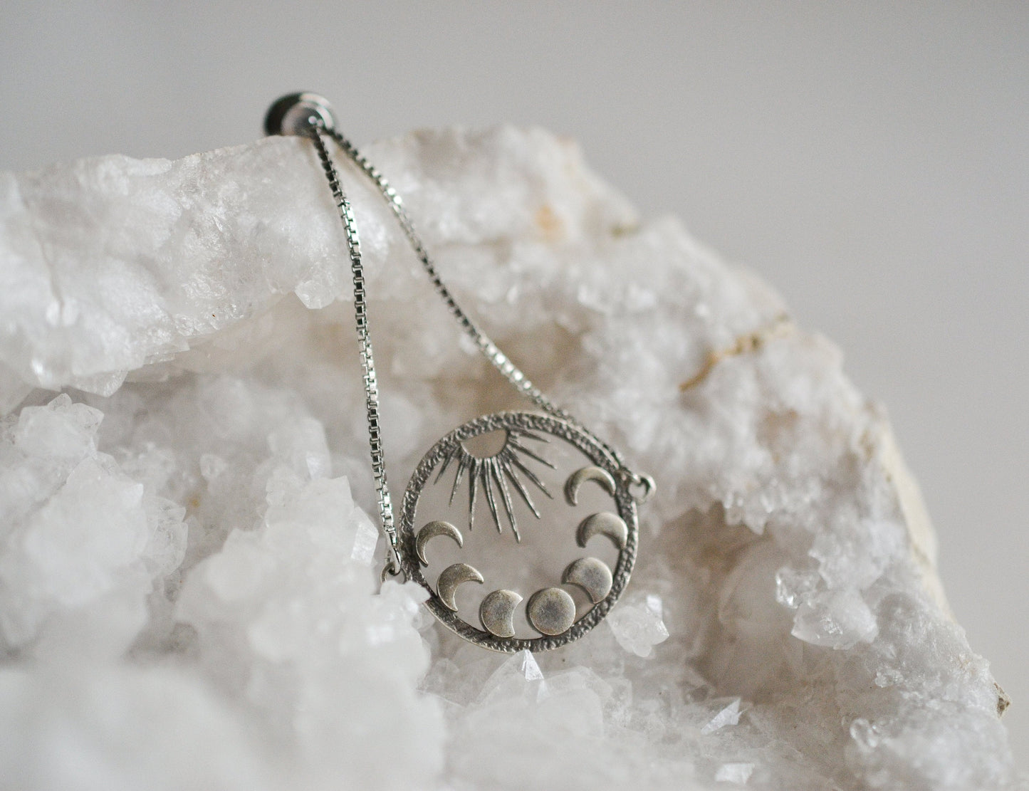 Sun and Moon Phases Silver Bracelet