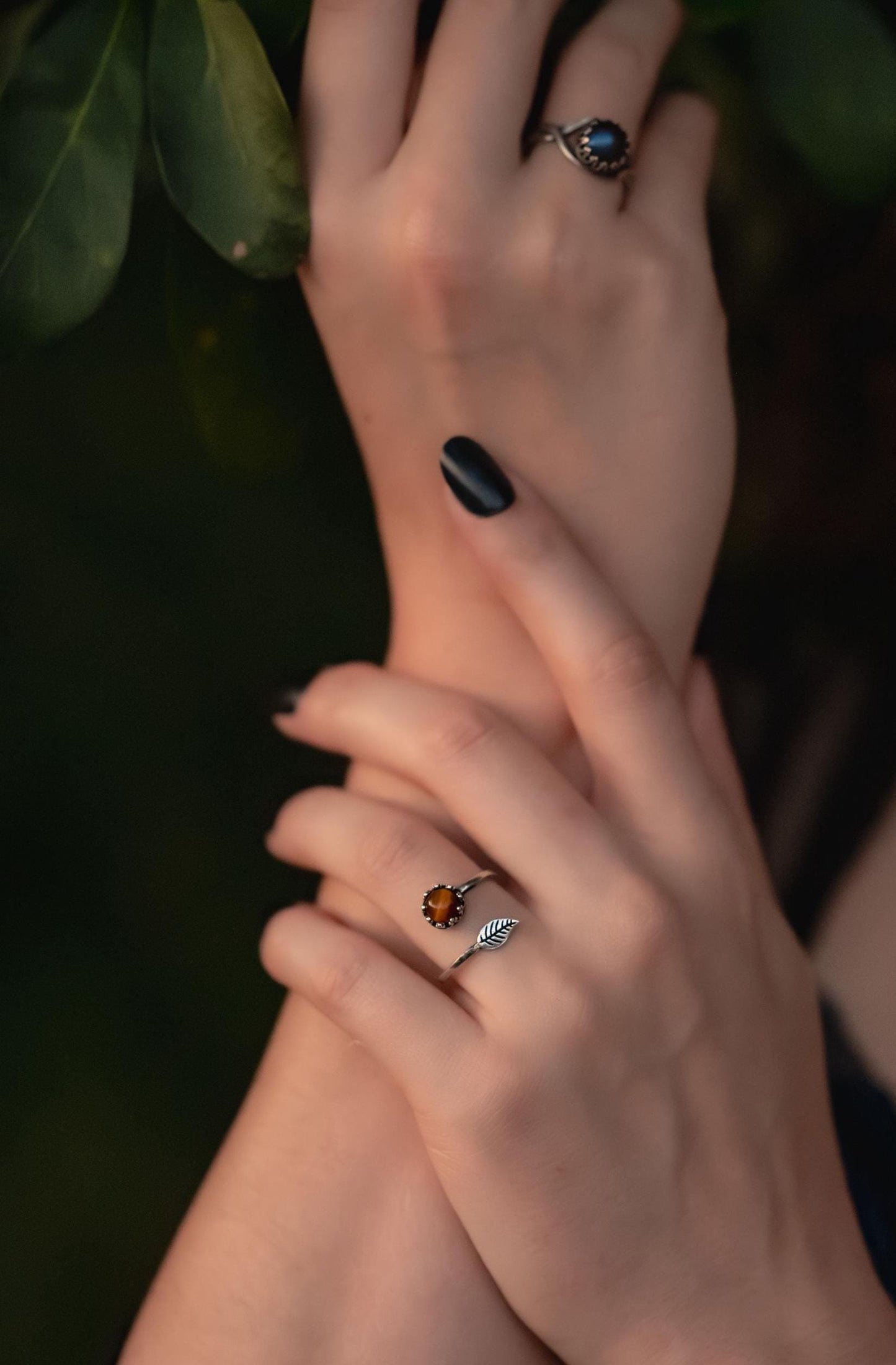 Tigers Eye Leaf Ring
