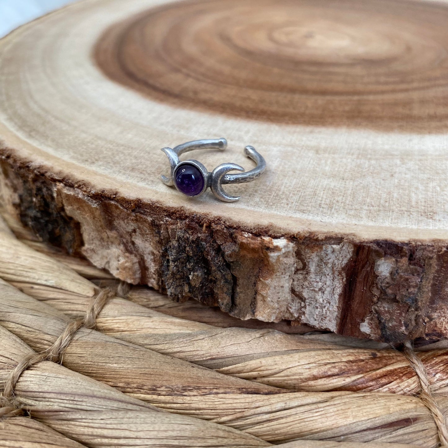Amethyst Triple Moon Ring