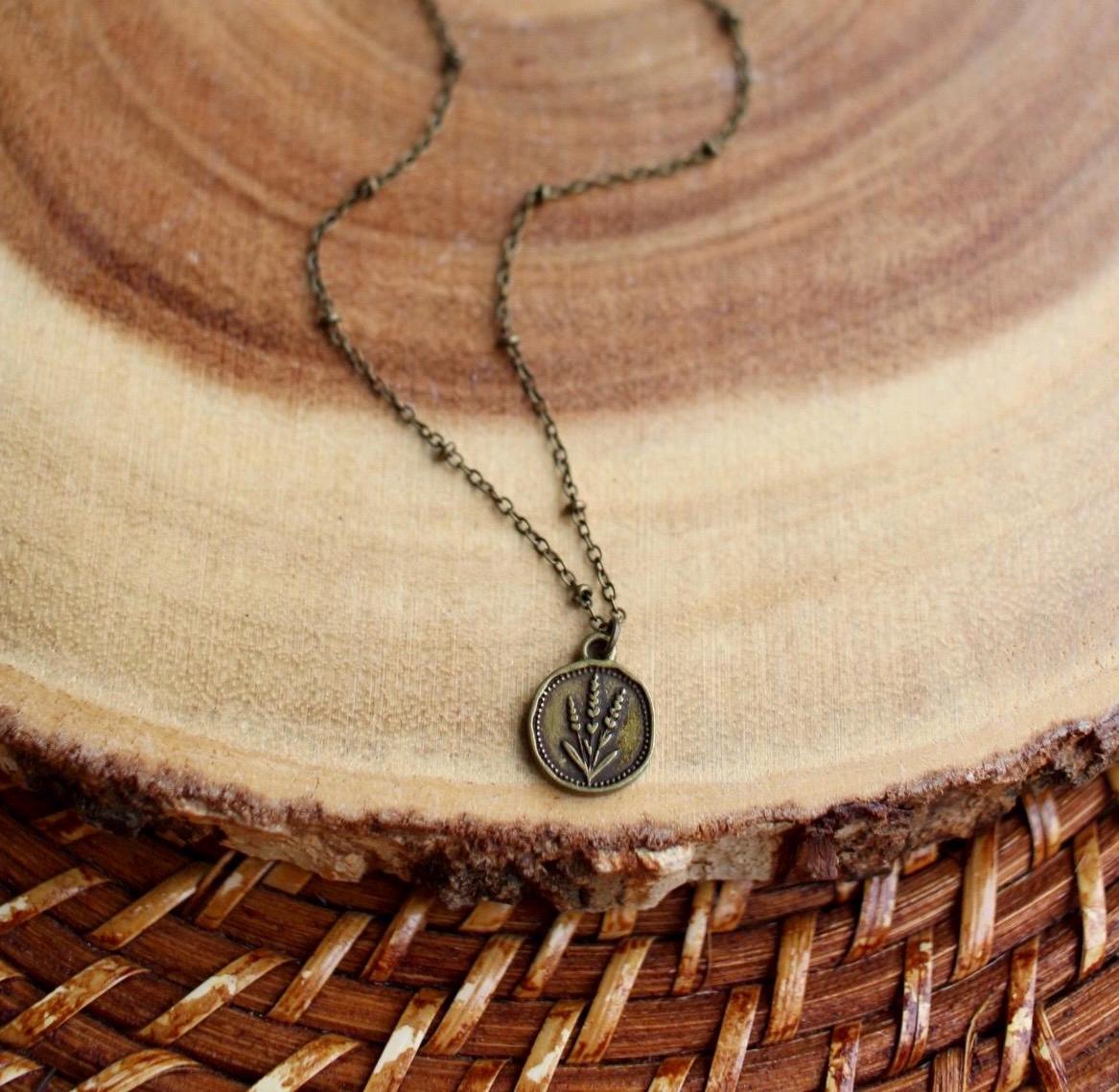 Dainty Bronze Lavender Flower Necklace