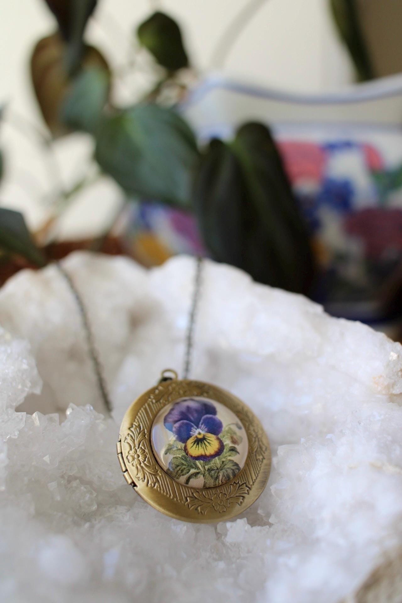 Pansy Locket Photo Necklace