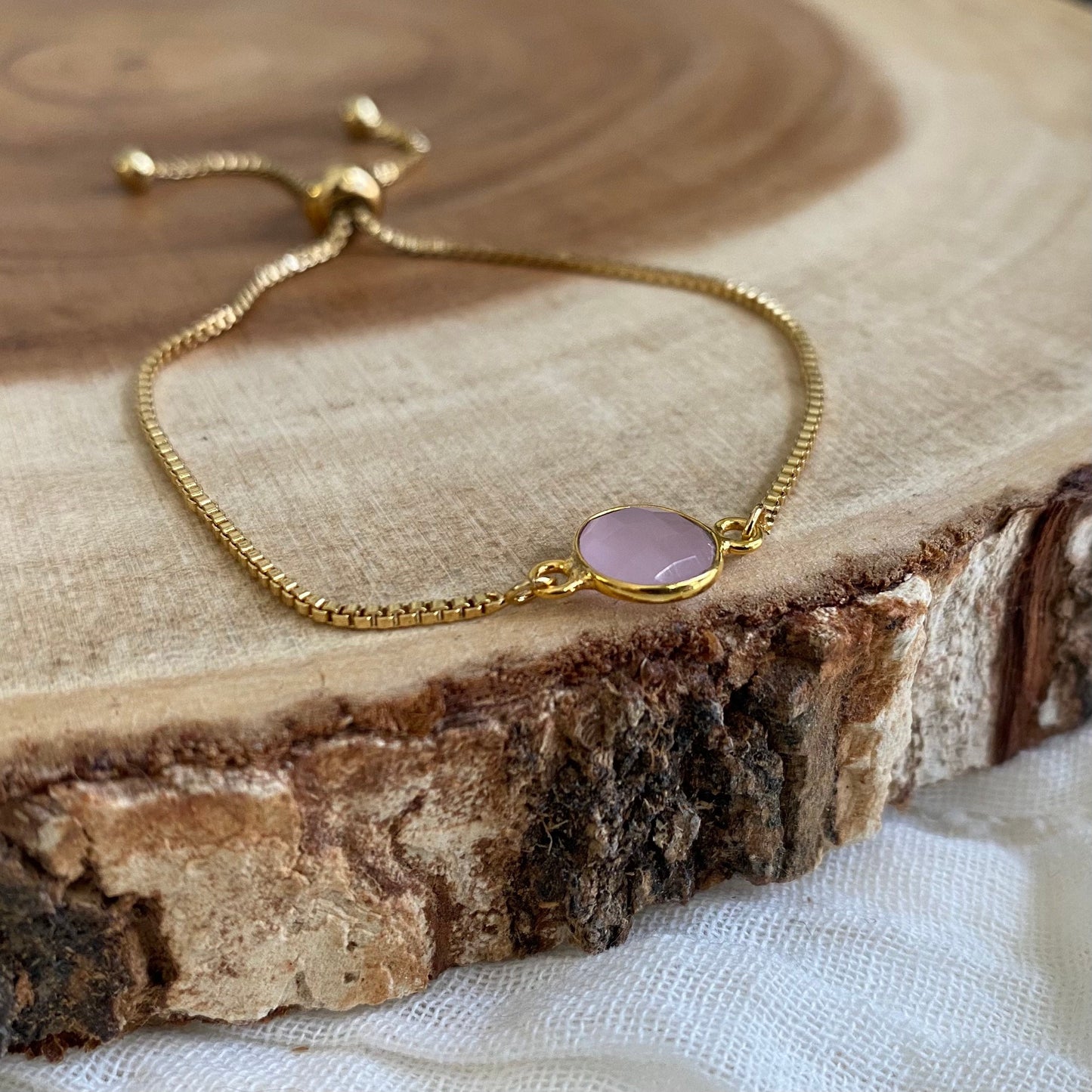 Rose Chalcedony Gold Bracelet