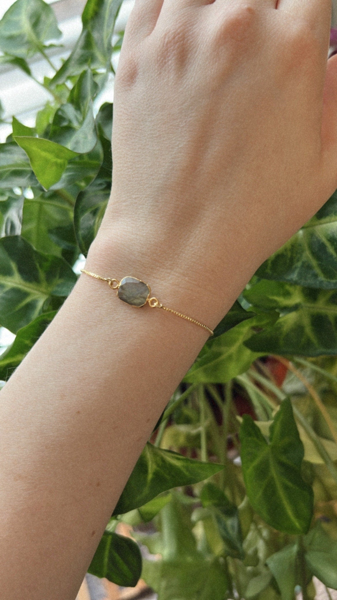Gold Electroplated Labradorite Bracelet