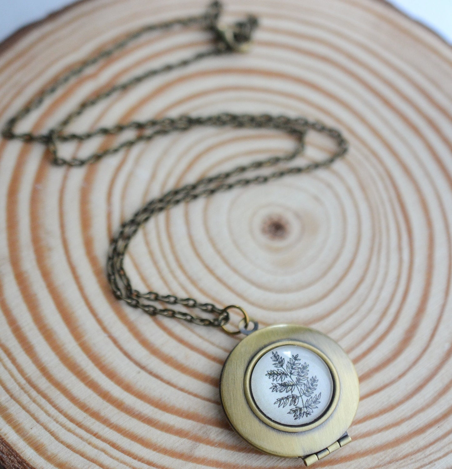 Fern Plant Photo Locket Necklace