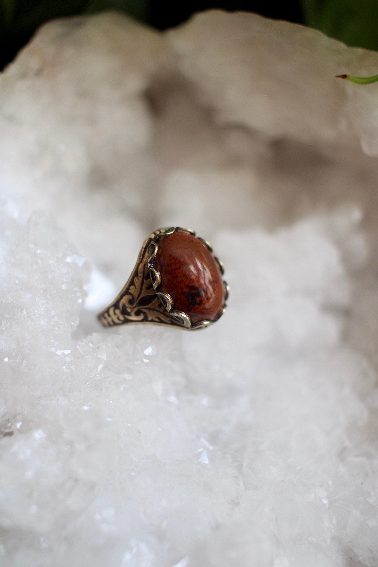 Red Obsidian Adjustable Gemstone Ring