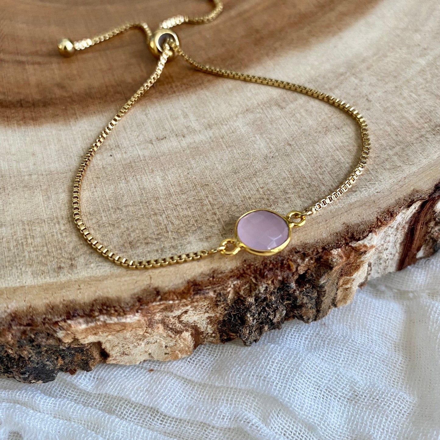 Rose Chalcedony Gold Bracelet