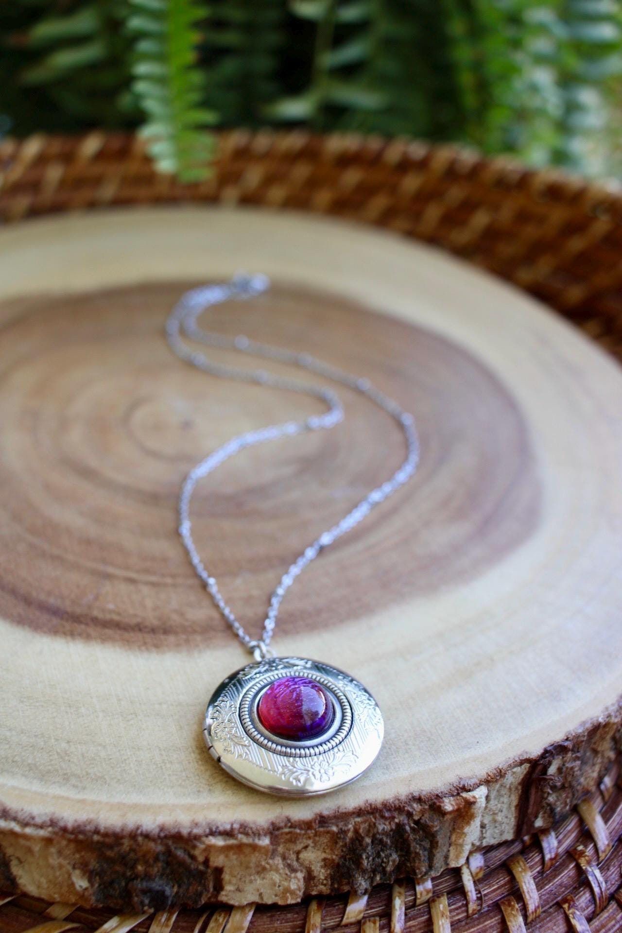Fire Opal Locket Necklace