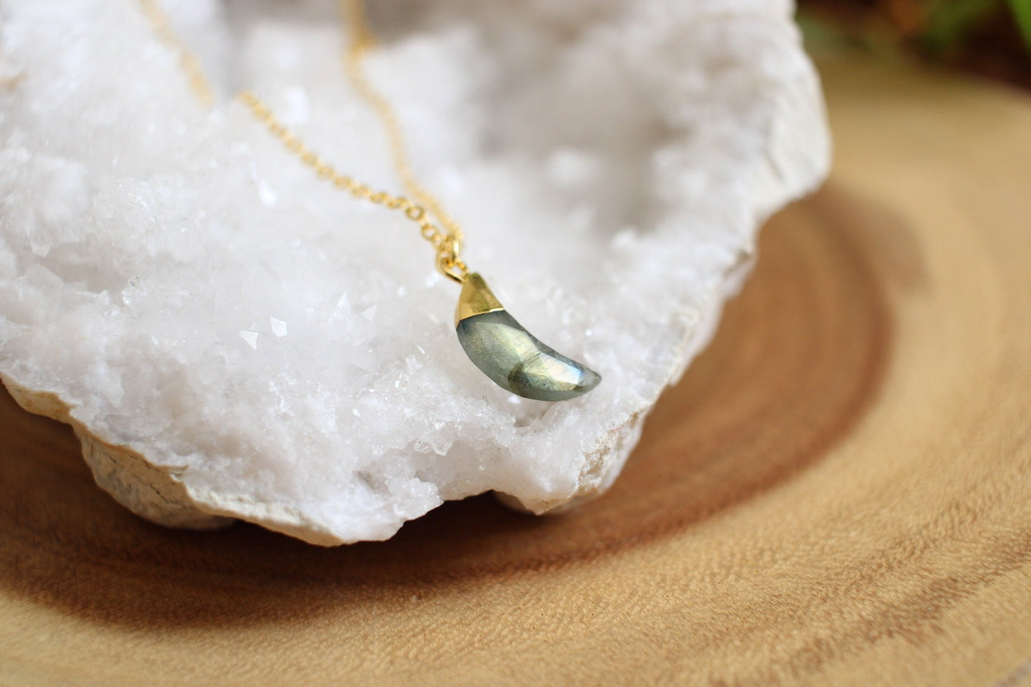 Labradorite Crystal Moon Necklace