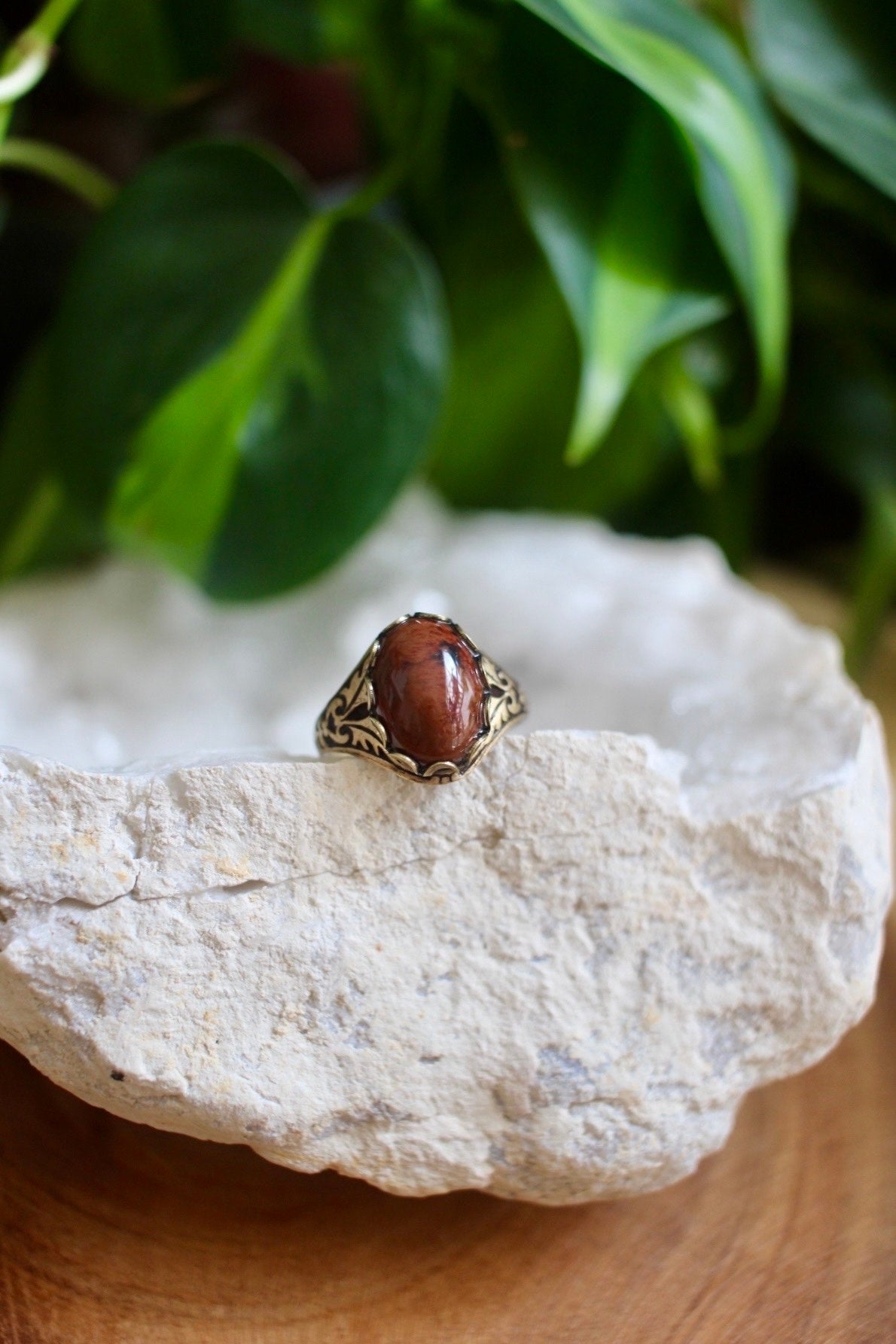 Red Obsidian Adjustable Gemstone Ring