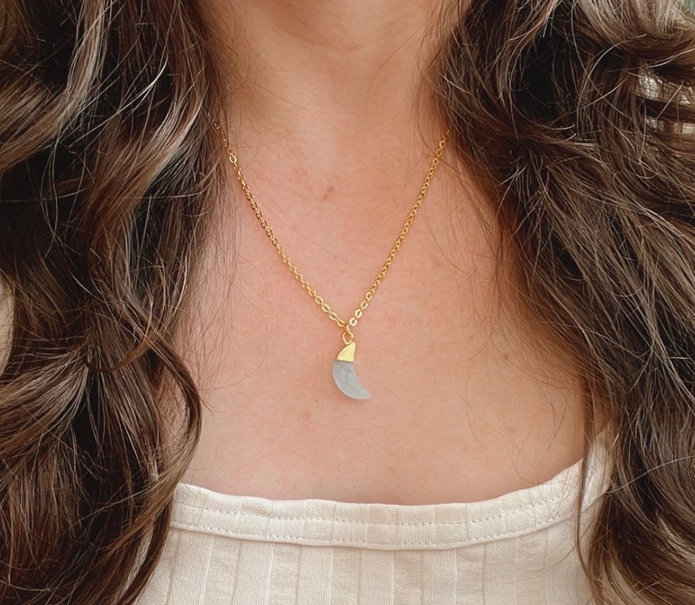 Aquamarine Crystal Moon Necklace