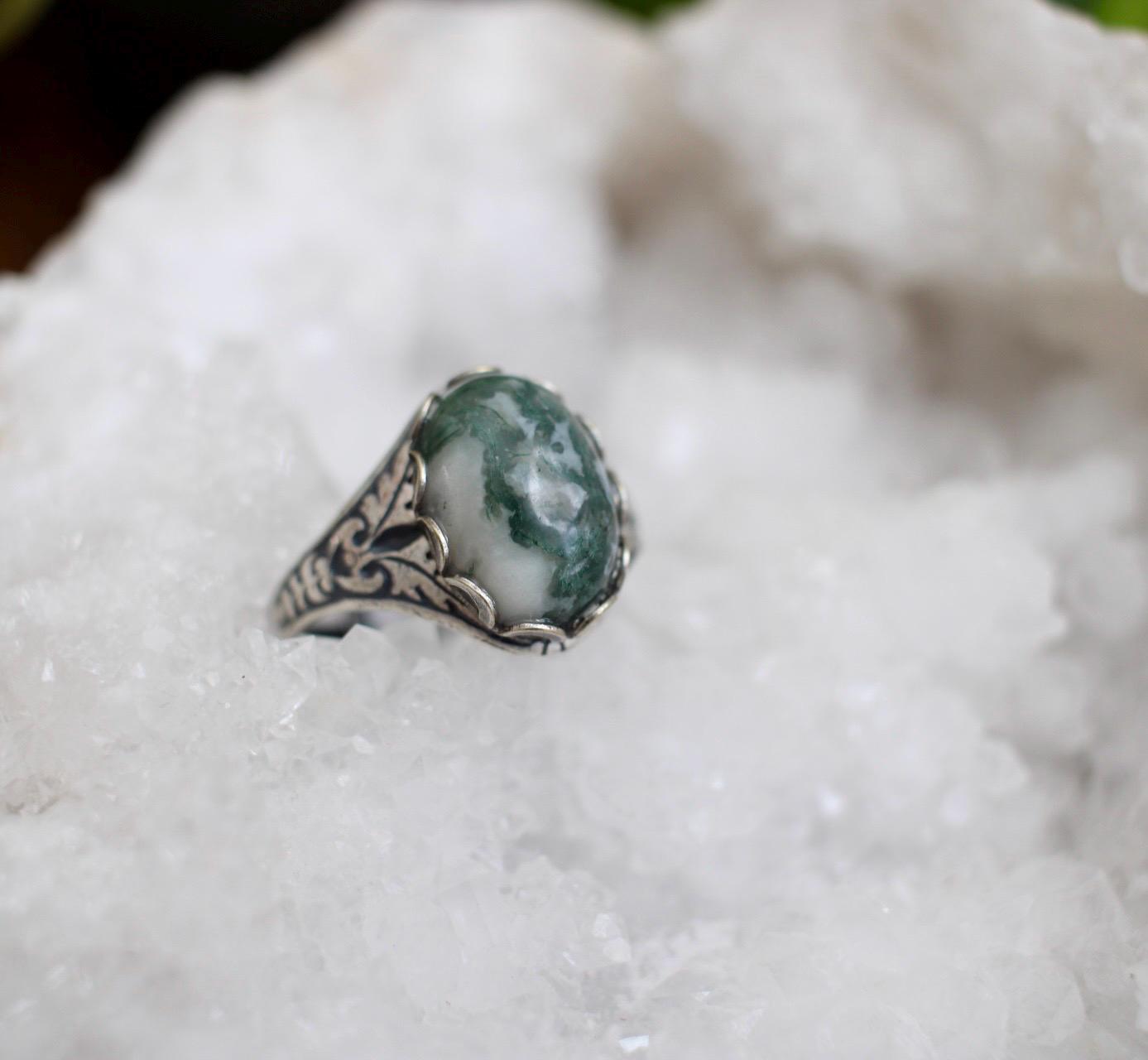 Tree Agate Adjustable Ring