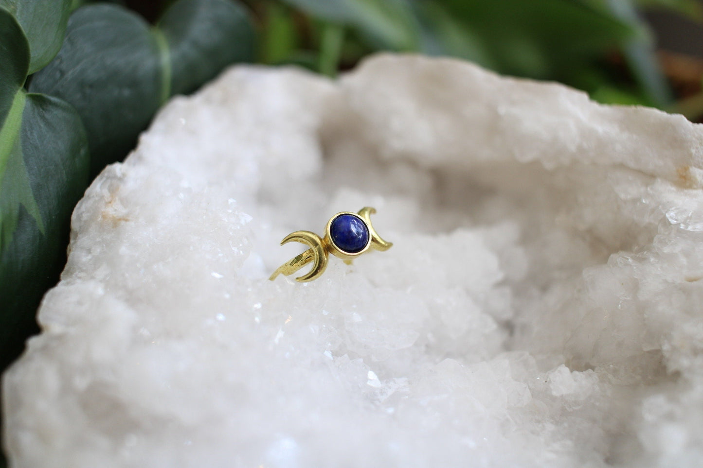 Lapis Lazuli Triple Moon Ring