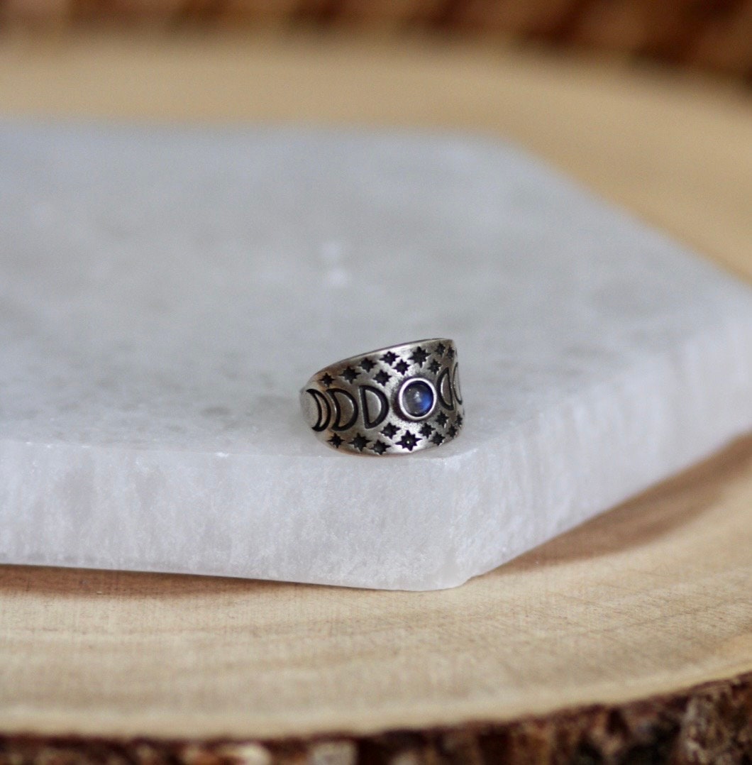 Moonstone Moon Phases Ring